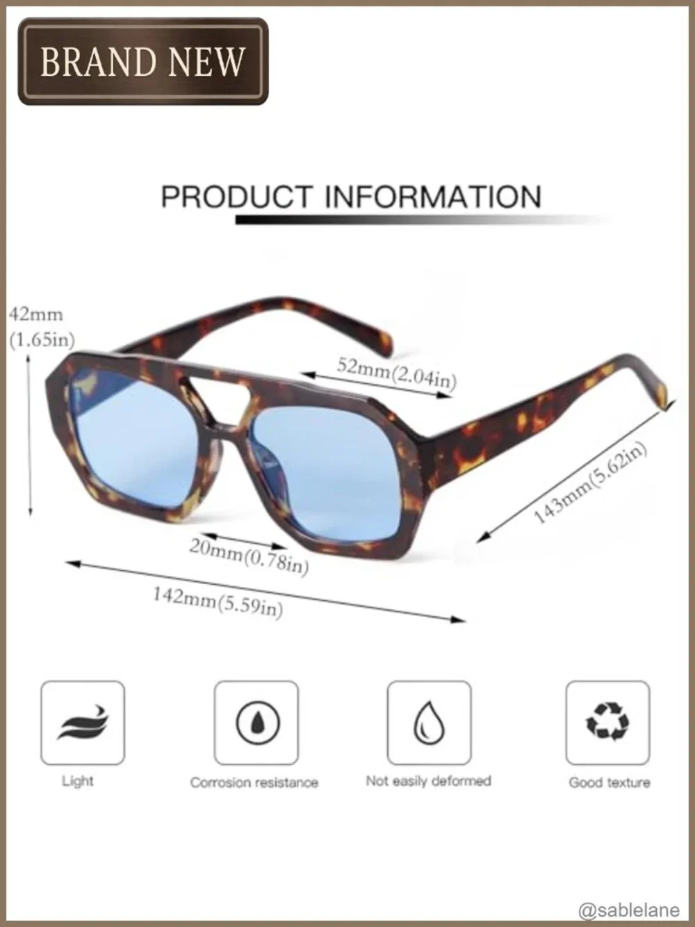 Trendy Aviator Sunglasses Women Men Retro 70s Square UV400 Protection